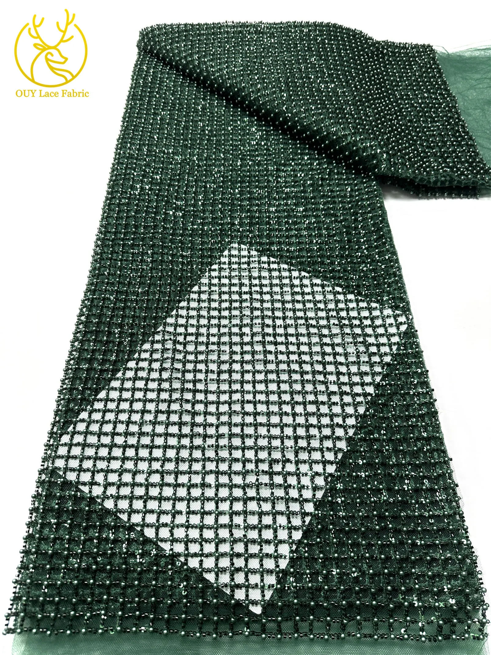 Luxuriöser Partykleid-Spitzenstoff, Tüll-Spitzenstoff mit Perlen, Hochwertiger Pailletten-Netz-Spitzenstoff für Hochzeitskleider, 5 Yards – Detail 26