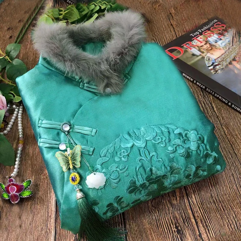 

Young Sle Cotton Padded ort Coat Retro Design Pure Color Casual Wear Long Sve Polyester Fabric Traditional C...