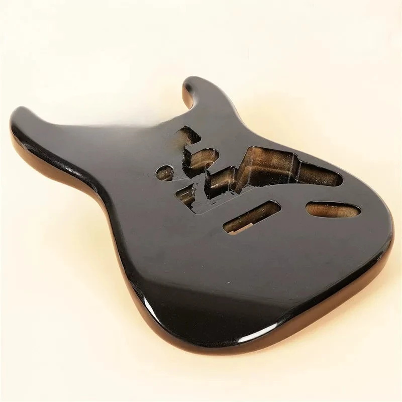 Black Barrel Electric Guitar Body FY ST Style Double Shake Tremolo System Durable Replacement for Musicians
