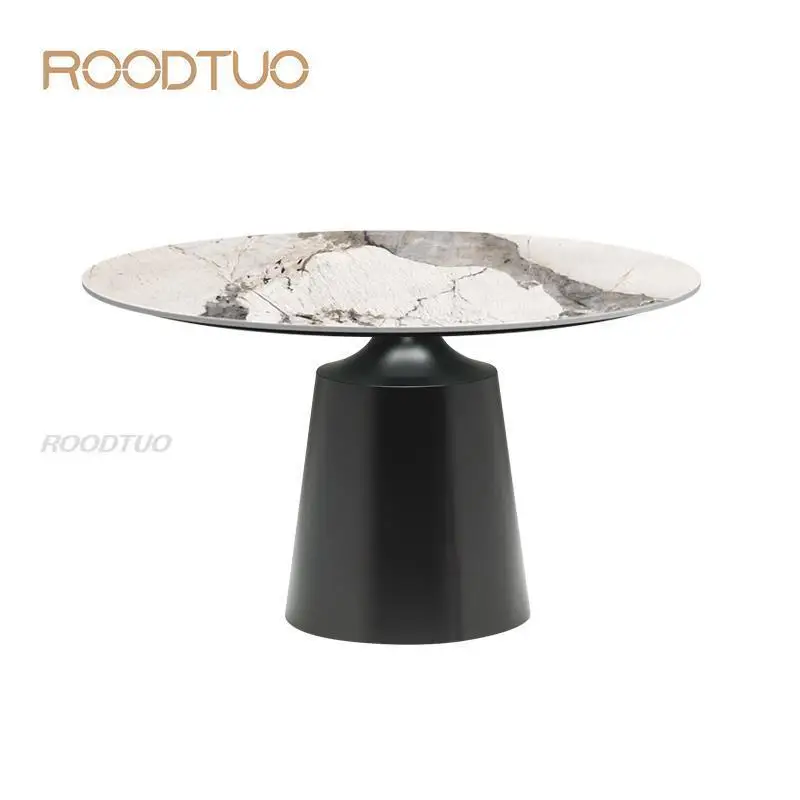 

Bright Rock Slab Round Table Italian Light Luxury Home Postmodern Round Dining Table With Turntable Living Room Home Furniture