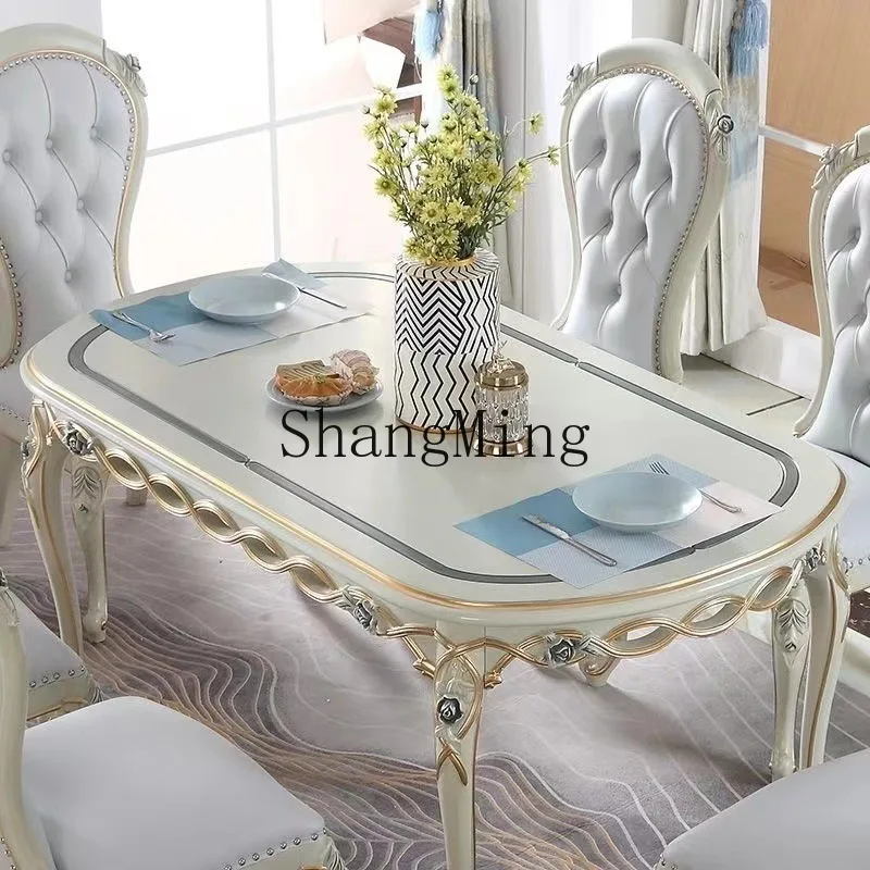 

CL dining table and chairs light luxury wood dining table combinationtable household villa dining table and chairs