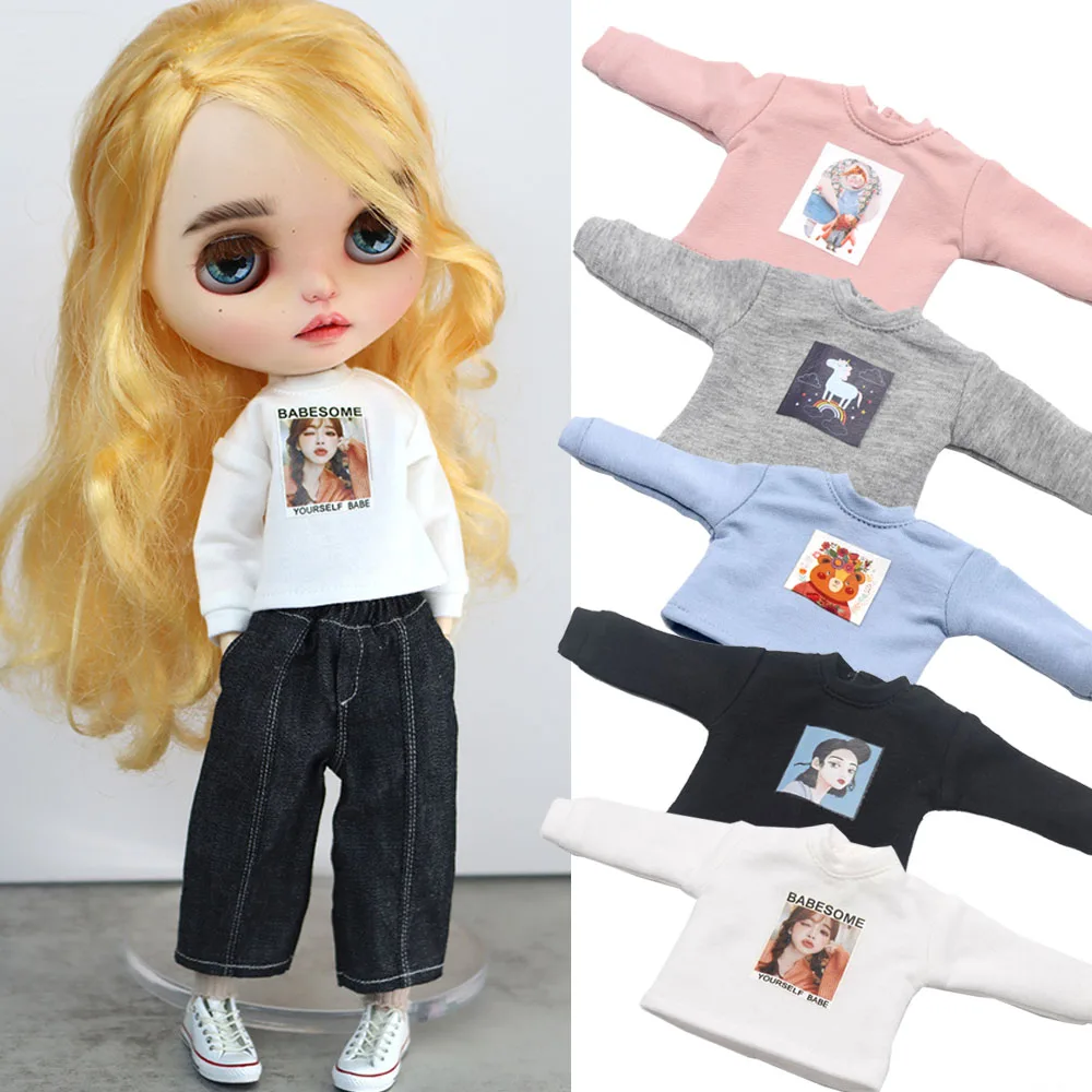 

Clothes for doll Fashion loose jeans khaki black denim color fits Blyth Azone OB22 OB24 doll accessories