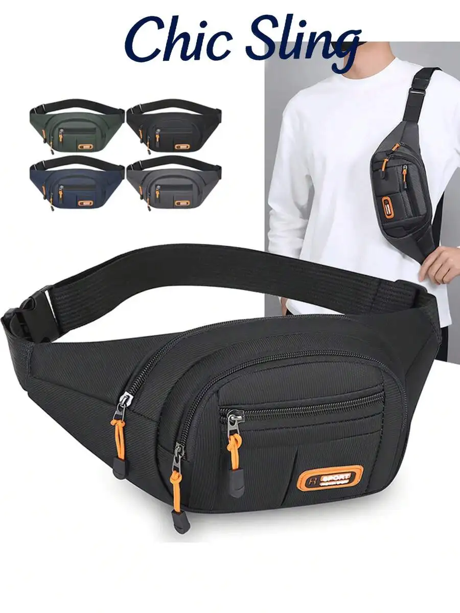 

Oxford Waterproof Large Capacity Waist Bag, multifunction belt pouch ideal for daily casual outdoor travel use.