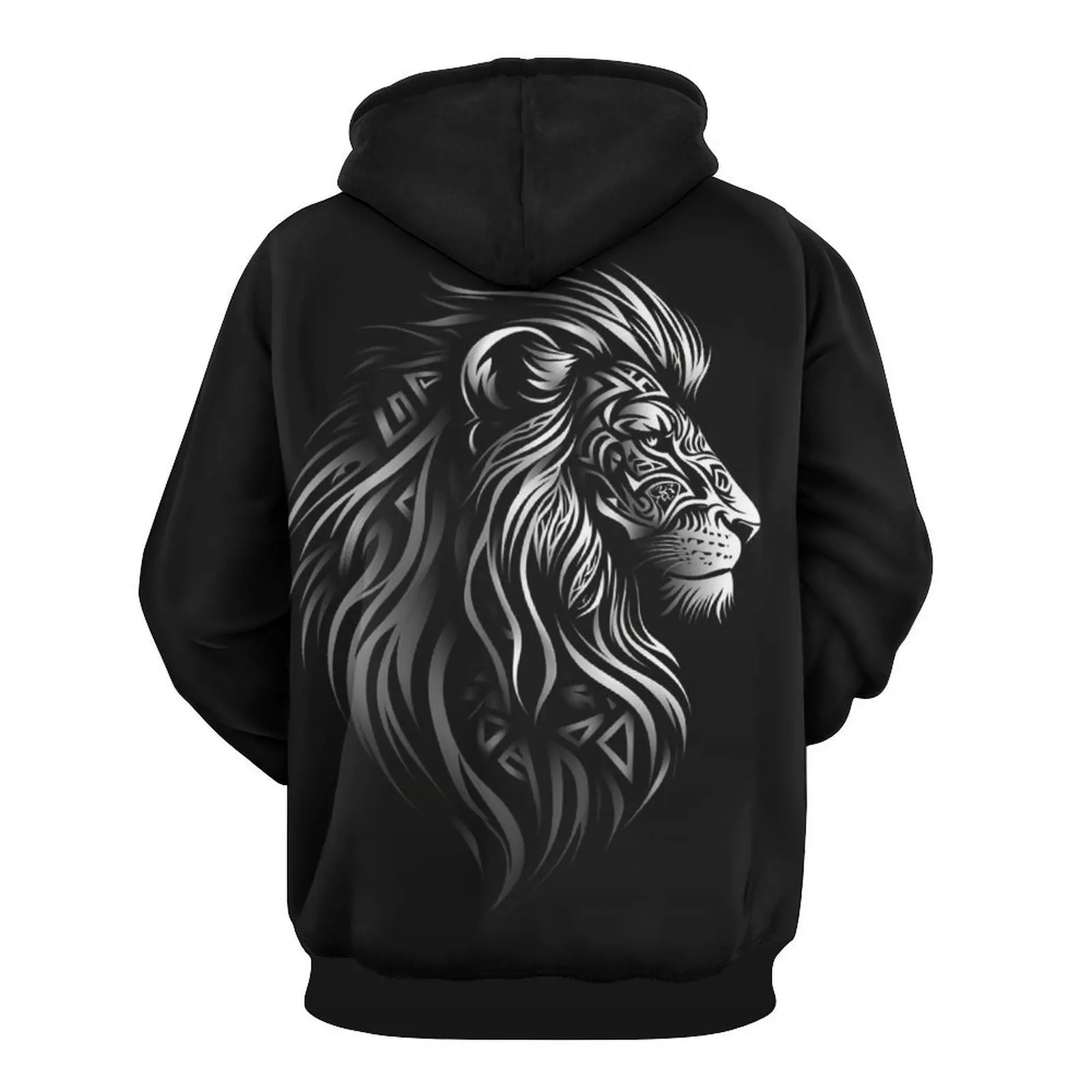 LION Men\'s Hoodie Traditional Culture Handsome Logo Sportswear Sweatshirt Long Sleeve Pullover Fashion Night Run Hike Camp