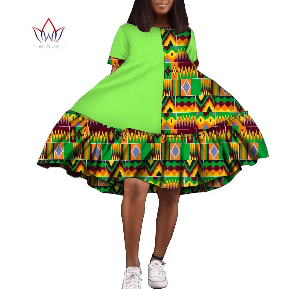 

BintaRealWax Dashiki Women Clothing Vestidos Plus Size African Ruffle Party Dress Knee Length Women African Clothing WY9945