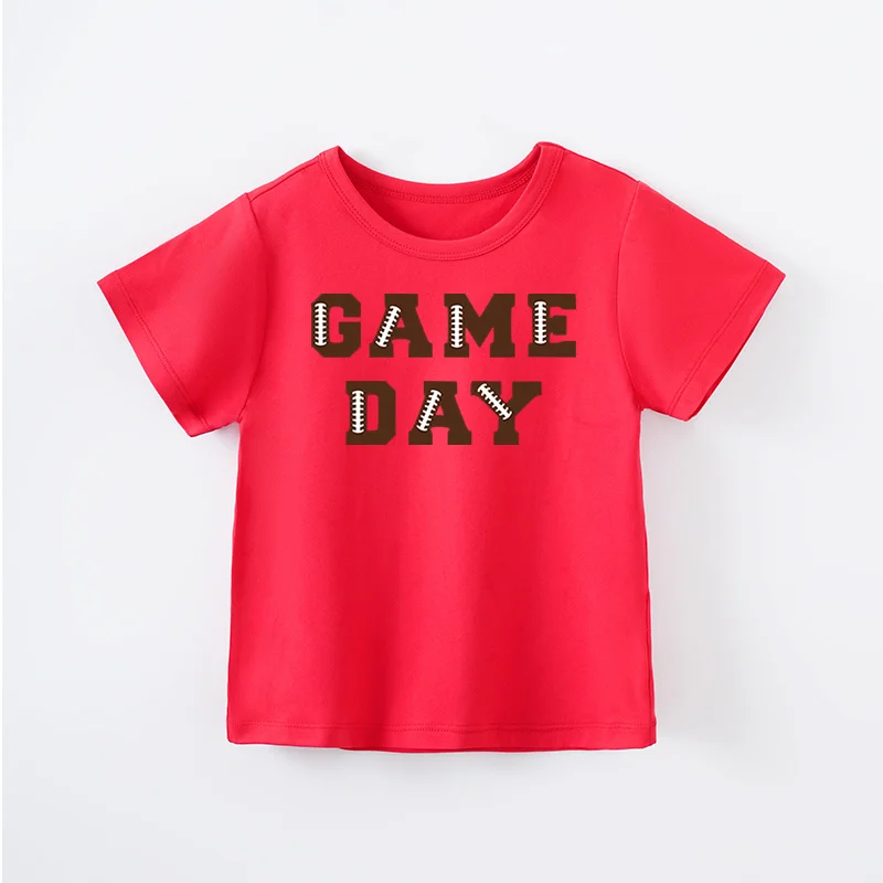 Children's Clothing Super Bowl Game Day Casual Comfort Soft Summer Boys And Girls Round Neck Short Sleeve Baby T-Shirt