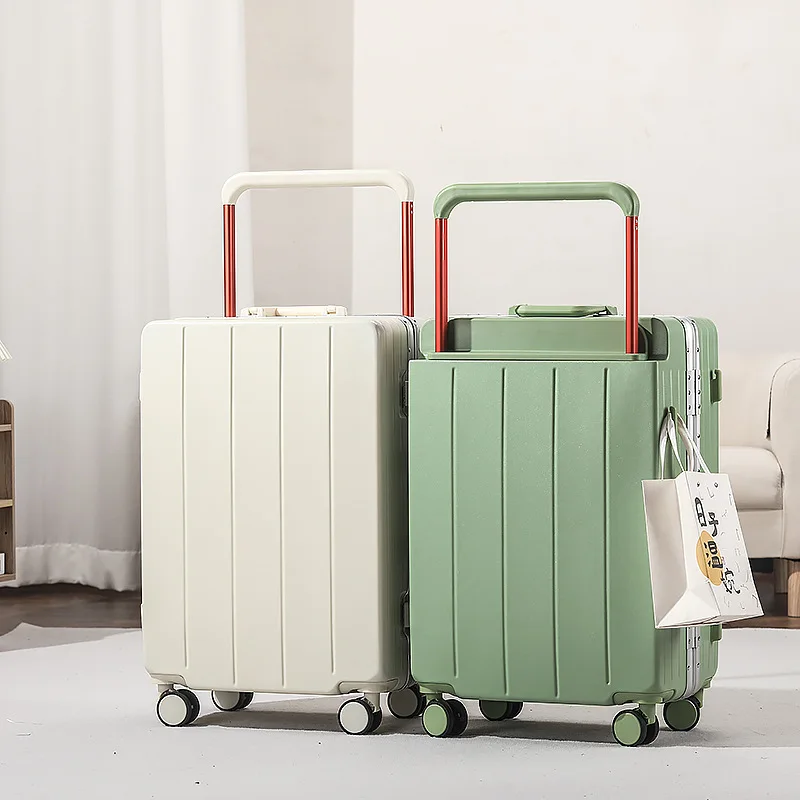 (31) Suitcase for women with wide trolley case, aluminum frame, durable, large capacity, password travel