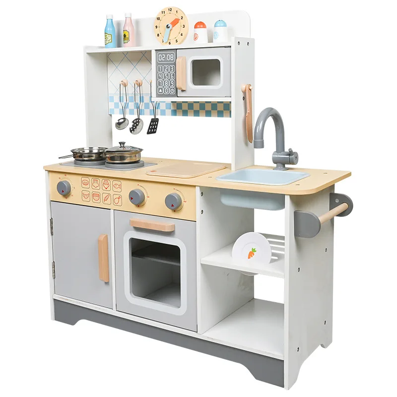 

Children's Wooden Simple Big Kitchen Kindergarten Simulation Kitchenware Set Baby Cooking Interest Toys