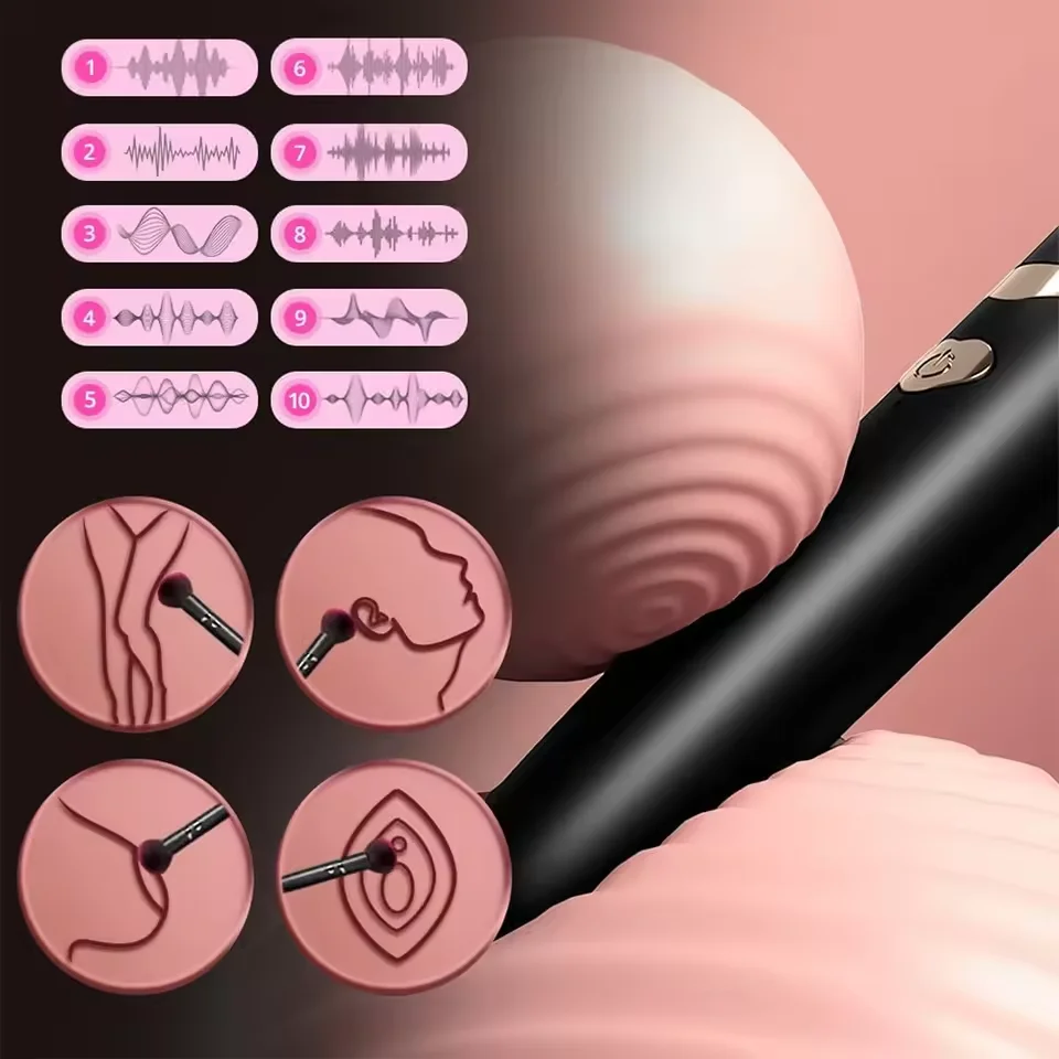 Makeup Brush G Spot Vibrator Sex Toys Powerful Vibrating Vagina Nipple Orgasm Stimulator USB Wireless Charging AV Stick Massager - Image 5