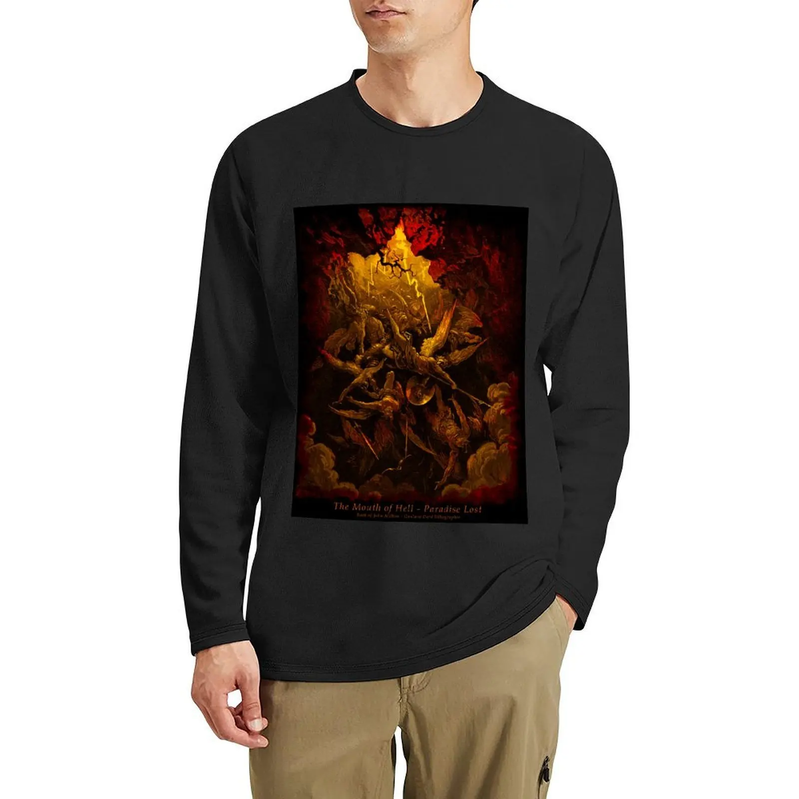 

Lithograph Copy - Gustave Doré - Paradise Lost - The Mouth of Hell John Milton Long T-Shirt