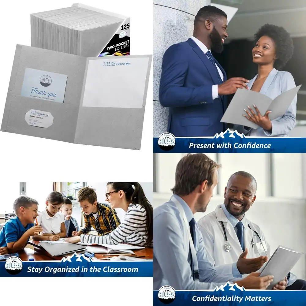 

Серые папки с двумя карманами из текстурированной бумаги размером букв, упаковка 125 шт. (EZ-32430)