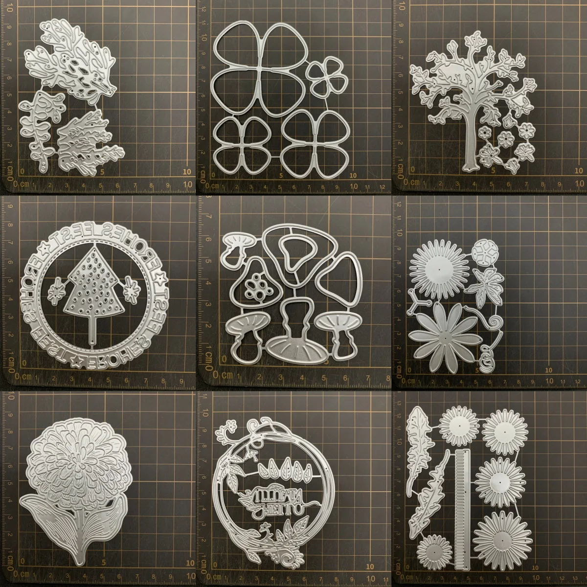 9 أنواع من الزهور والأشجار والفطر المعدني قطع يموت الإستنسل DIY بها بنفسك سكرابوكينغ النقش الزخرفية الحرفية يموت CutsTemplate #1