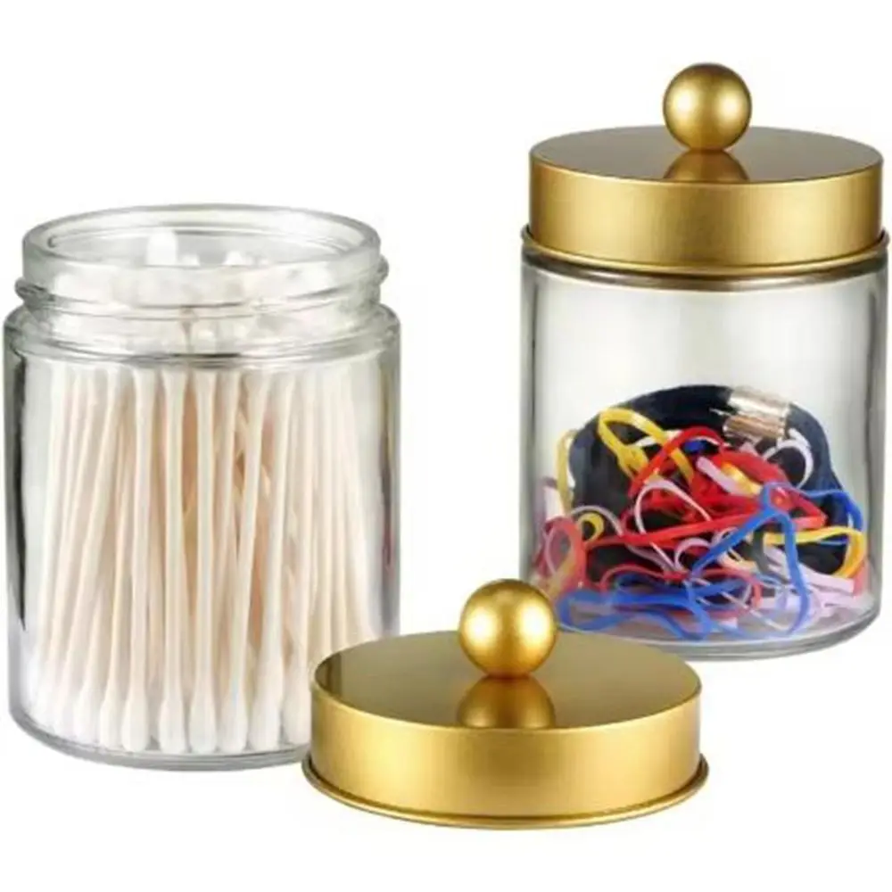 

2Pcs Plastic Qtip Holder Transparent Dustproof Cotton Swab Holder Space Saving with Lid Cotton Ball/Swabs Dispenser Bathroom