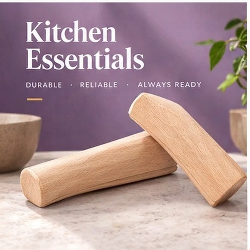 2Pcs Beech Wood Knife Handle Replacement for Kitchen Knives Comfortable Anti-Slip Wooden Handle Repair Kit Japanese Chef