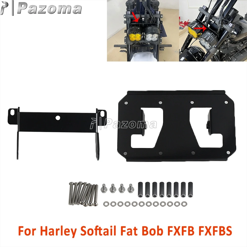 For Harley Softail Fat Bob FXFB FXFBS Motorcycle LED Front Head Lamp Support Mounting Light Bracket System Fasten Combo Kit LP4