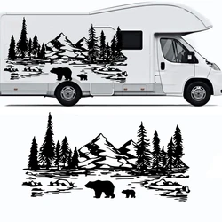 Large Mountain Bear Tree Camping Rv Car Sticker Wildlife Travel Adventure Motorhome Caravan Truck Auto Decal Vinyl Decor