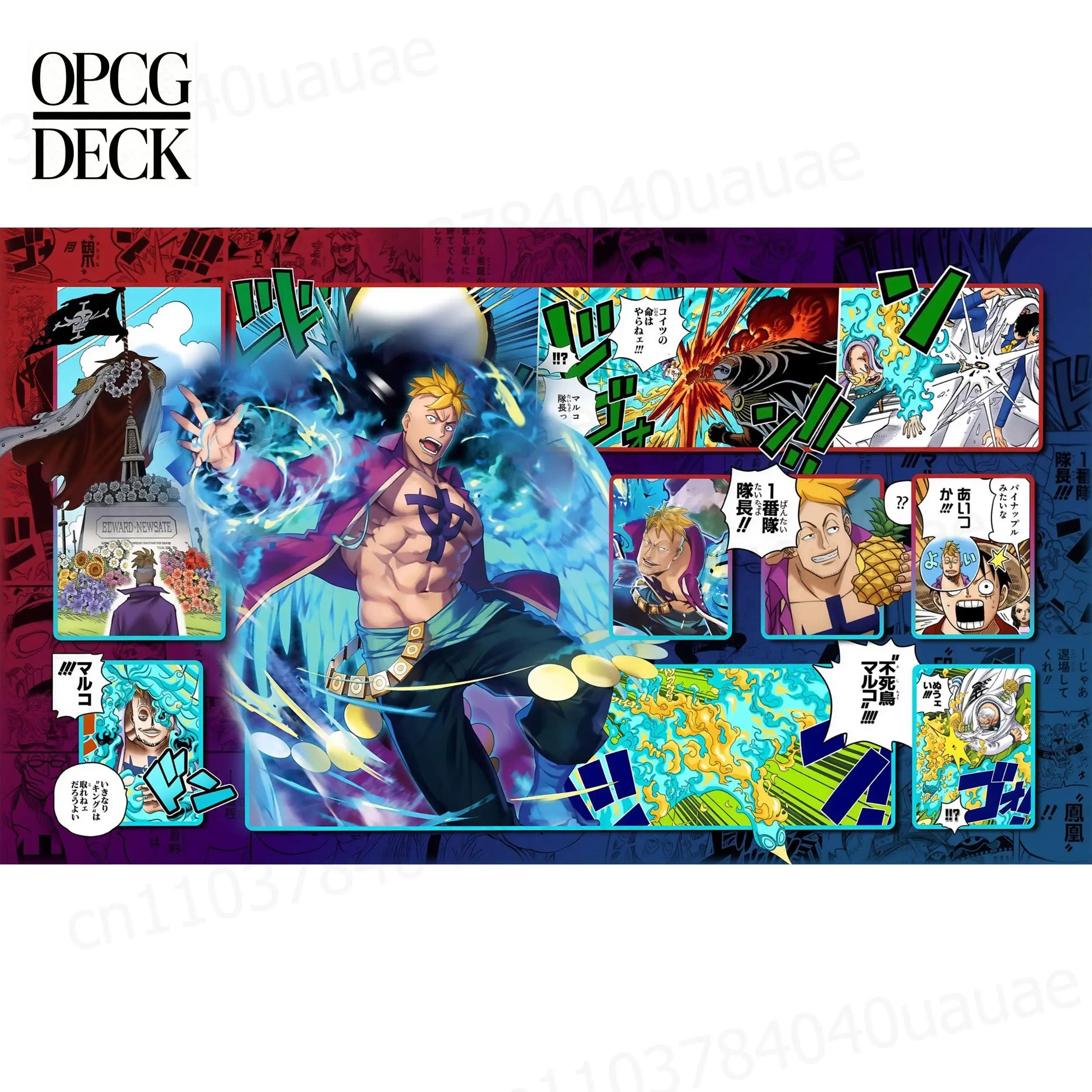

-One Piece Opcg Playmat Card Game Marco Edward Newgate Monkey D. Luffy Anime Playmat High-Quality Card Game Mat 60*35Cm