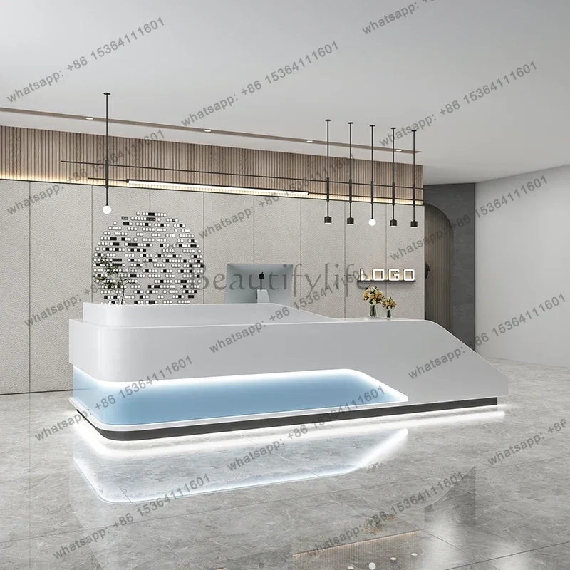 PG Restaurant Front Desk Reception Counter Barber Classic L Shaped Reception Desks Beauty Salon Mostrador Recepcion Furniture