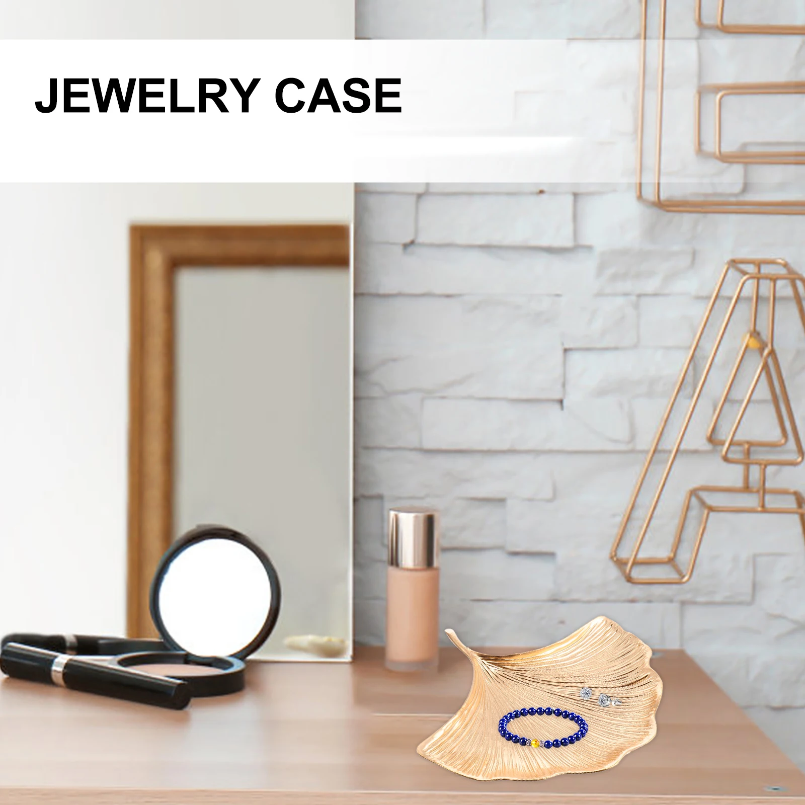 Copper Ginkgo Tray Large Capacity Jewelry Storage Container Portable Home Storage Tray Travel Use Decoration Box