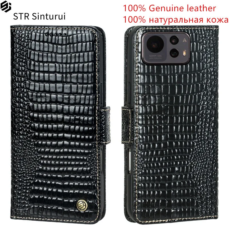 

STR Genuine leather lizard pattern card Slot Wallet Cover For Asus Zenfone 12 11 Ultra 8 Flip 7 Pro Flip shockproof phone Case