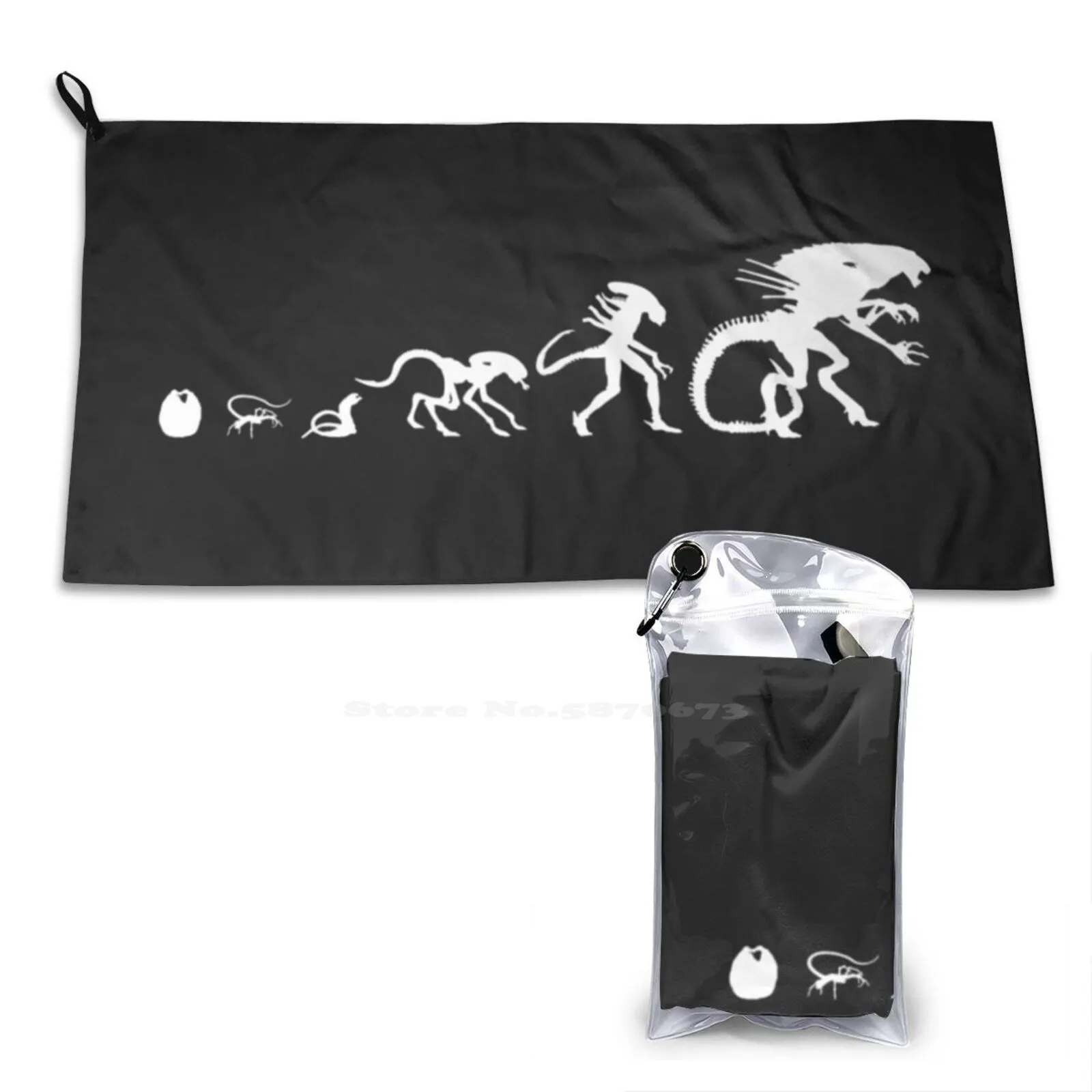 Evolution Of Xenomorph 3D Print Bath Towel Strong Water Absorption Xenomorph Science Black White Digitalart Graphic Fantasy