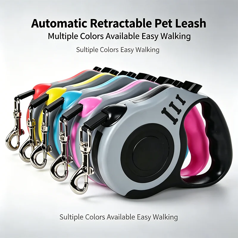 Automatic Retractable Dog Leash Durable Nylon Extending Traction Rope Comfortable Grip Anti Twist Roulette for Small Medium Larg