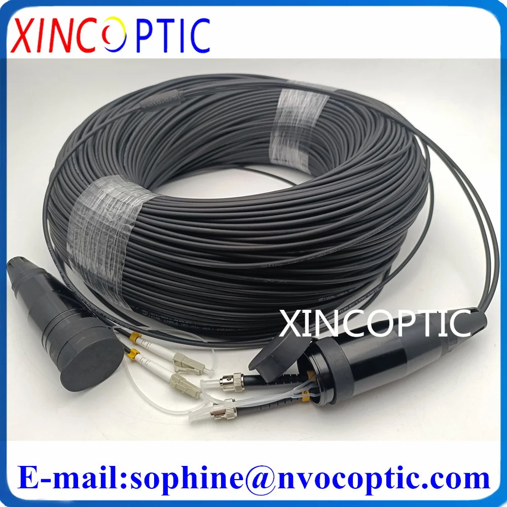 

300M 2Core PDLC SC ST FC OM3-300 2C Outdoor 3.0mm Armored LSZH 2C Duplex Fiber Optic Patch Cord Jumper Cable Connector