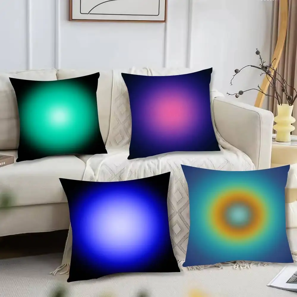 Fashion Gradient Glowing Circle Throw Pillow Cover, Colorful Radial Blur Abstract Cushion Case for Sofa Bedroom Home Decoration