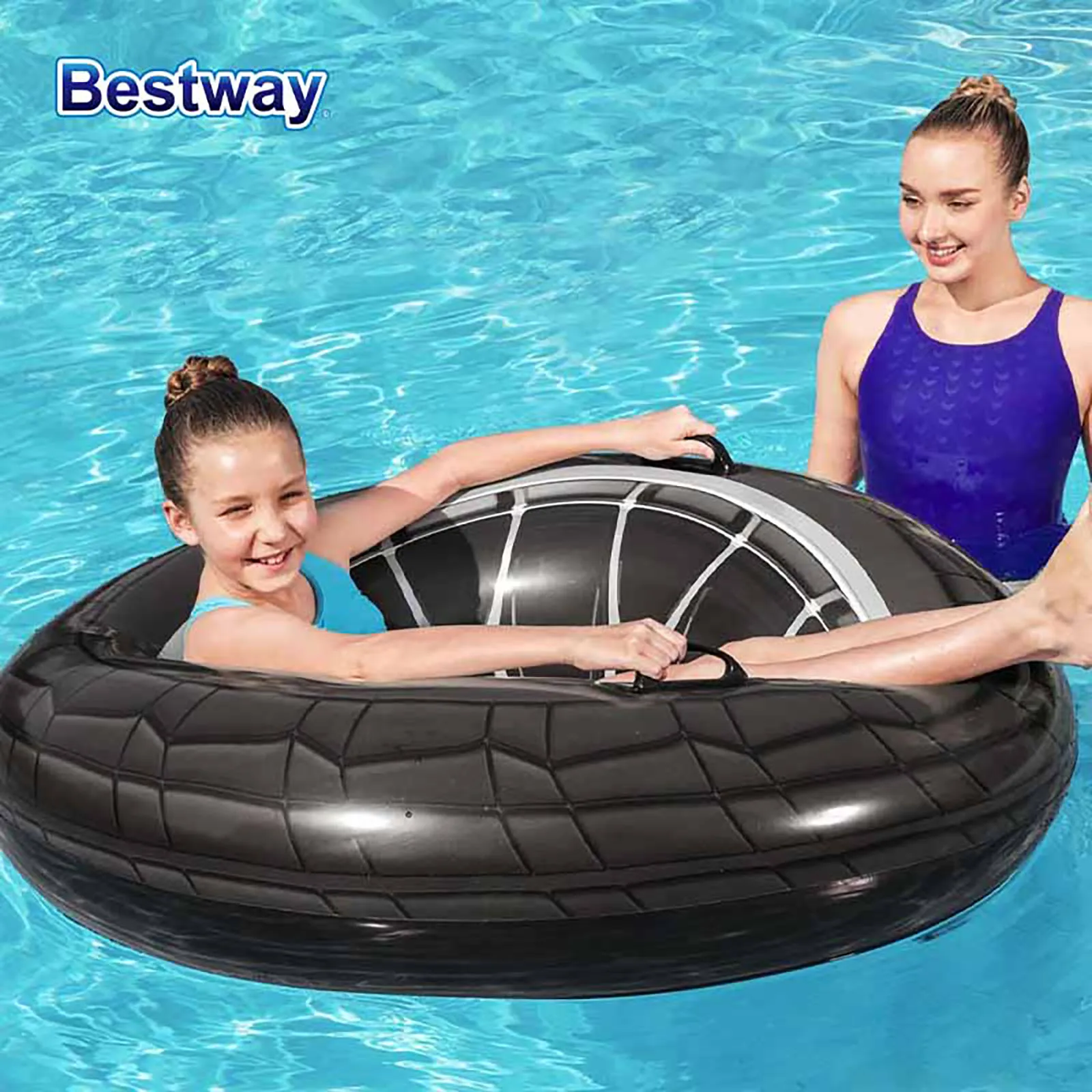 Bestway 36102 1PC Tyre Swimming Ring, PVC Swimming Ring ,High Speed Tyre Swimming Ring