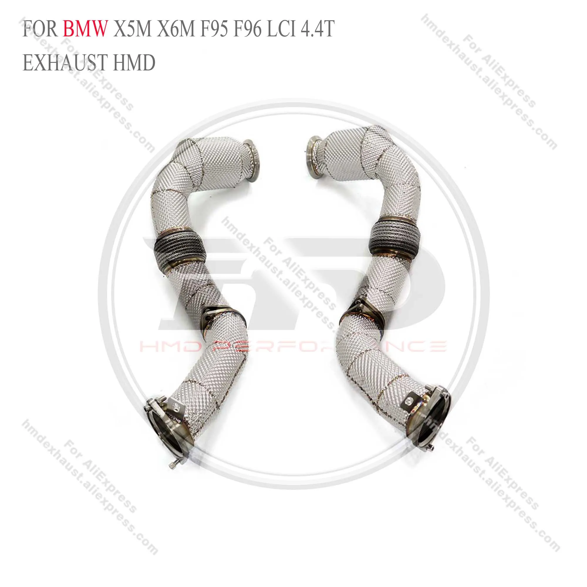 

HMD Exhaust System High Flow Performance Downpipe for BMW X5M X6M F95 F96 LCI S68 Engine 4.4T 2024+ With Heat Shield Pipe