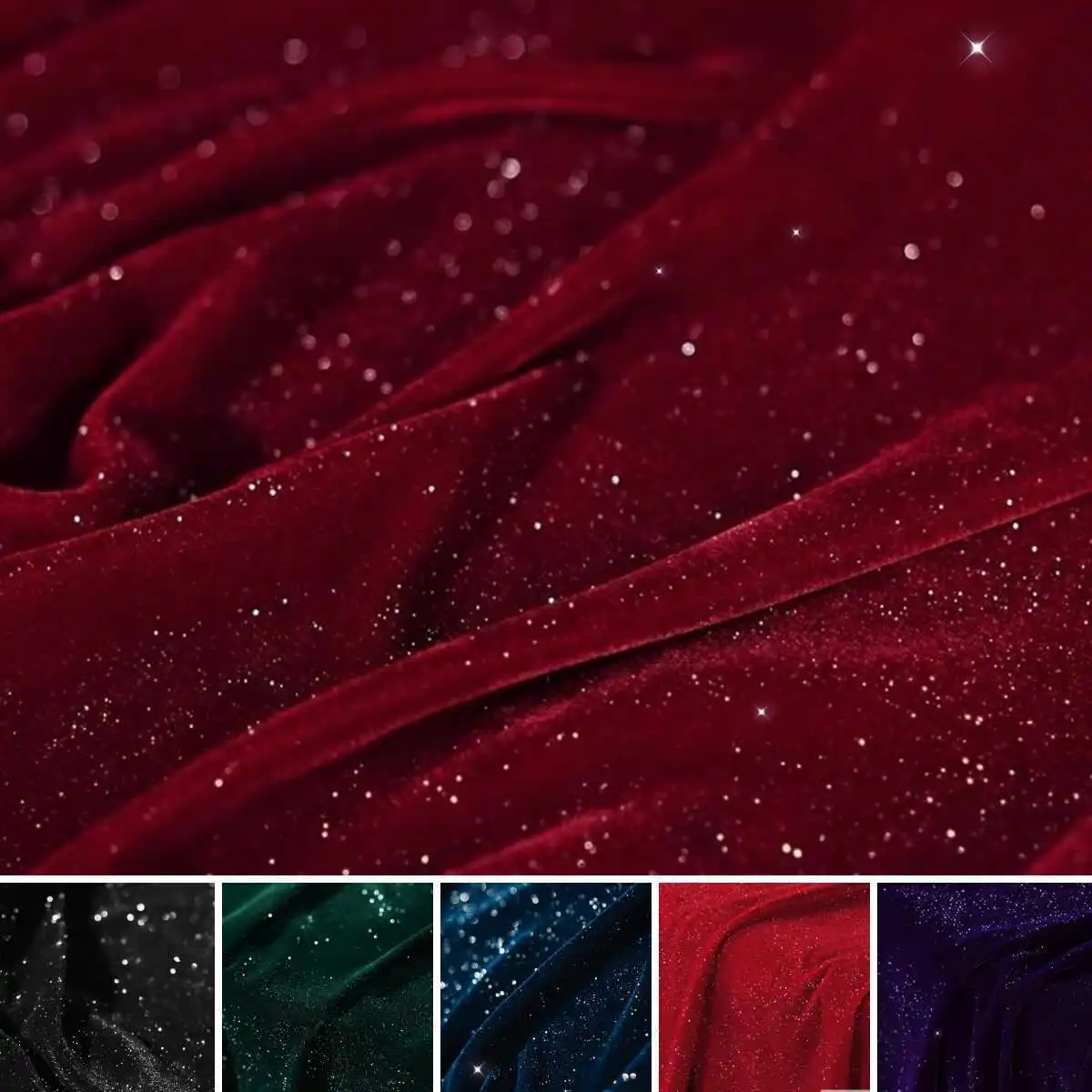 Solid color bright silk starry velvet fabric soft silver silk weaving dreamy and sparkling Korean velvet fabric