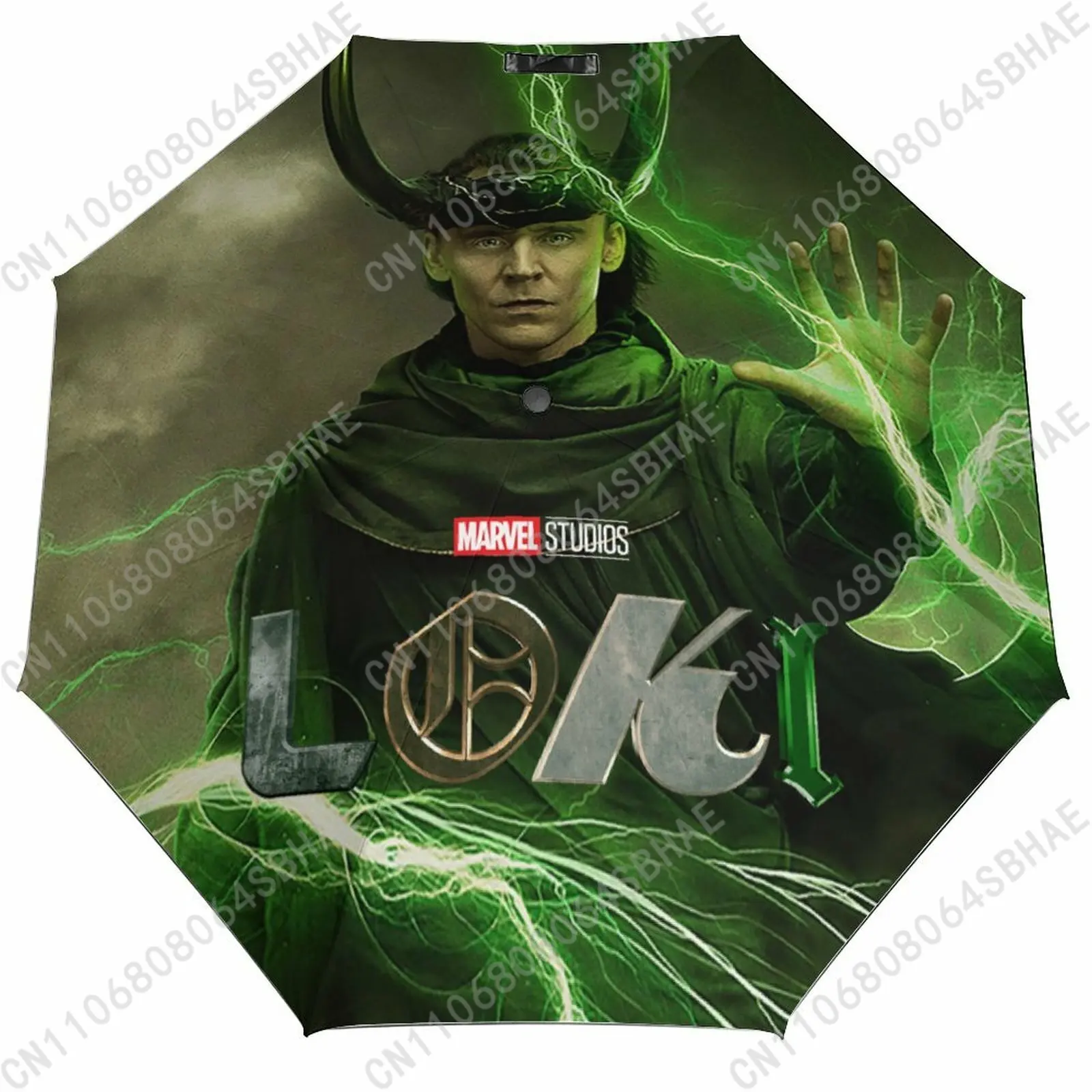 

Marvel Loki Automatic Foldable Umbrella One Button Umbrella with Black Coating Umbrella with Matching Pouch Cosplay