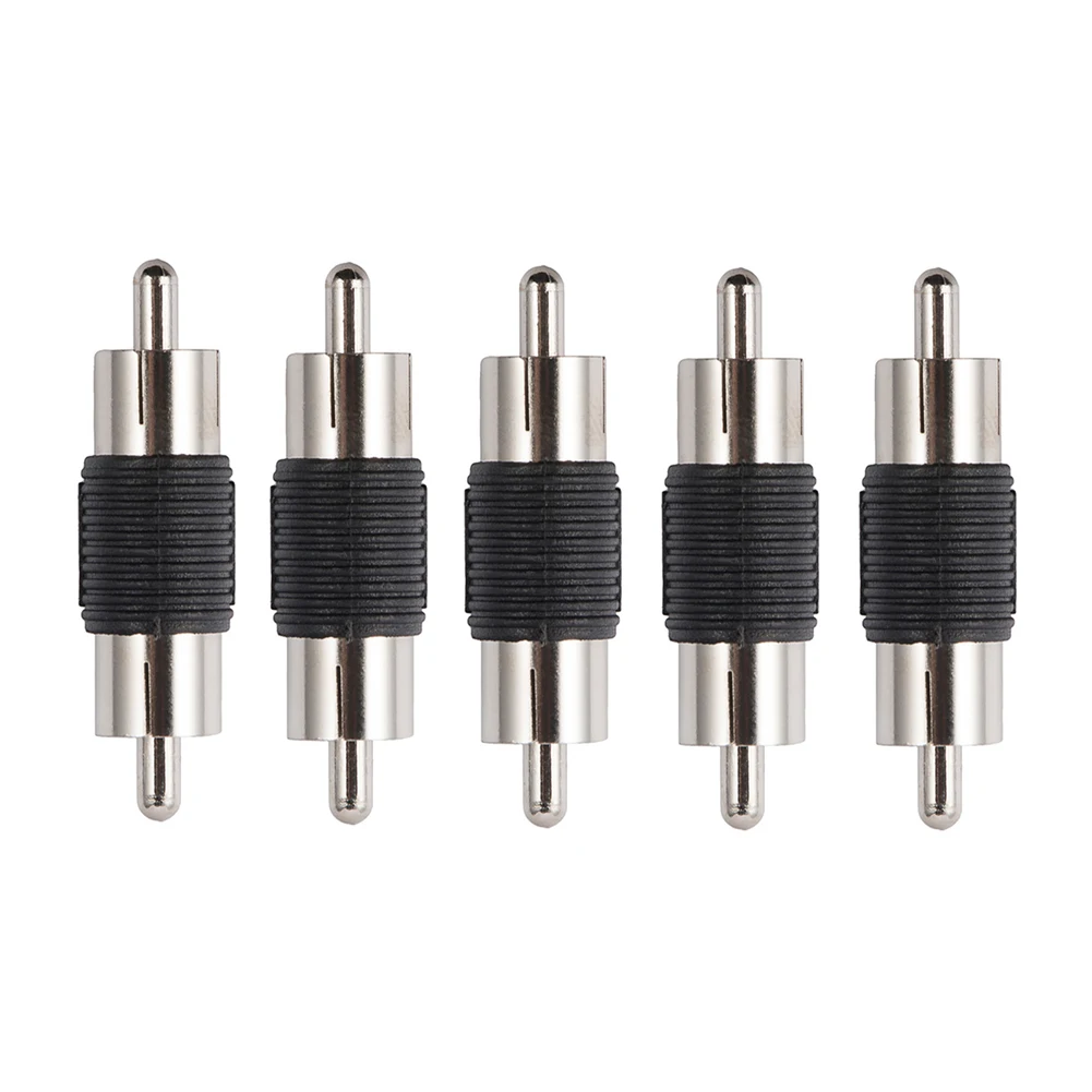 5Pcs RCA Male to Male RCA Coupler Connector High-fidelity Transmission Monitor Audio Adapter Copper Plated RCA Audio Video Plug
