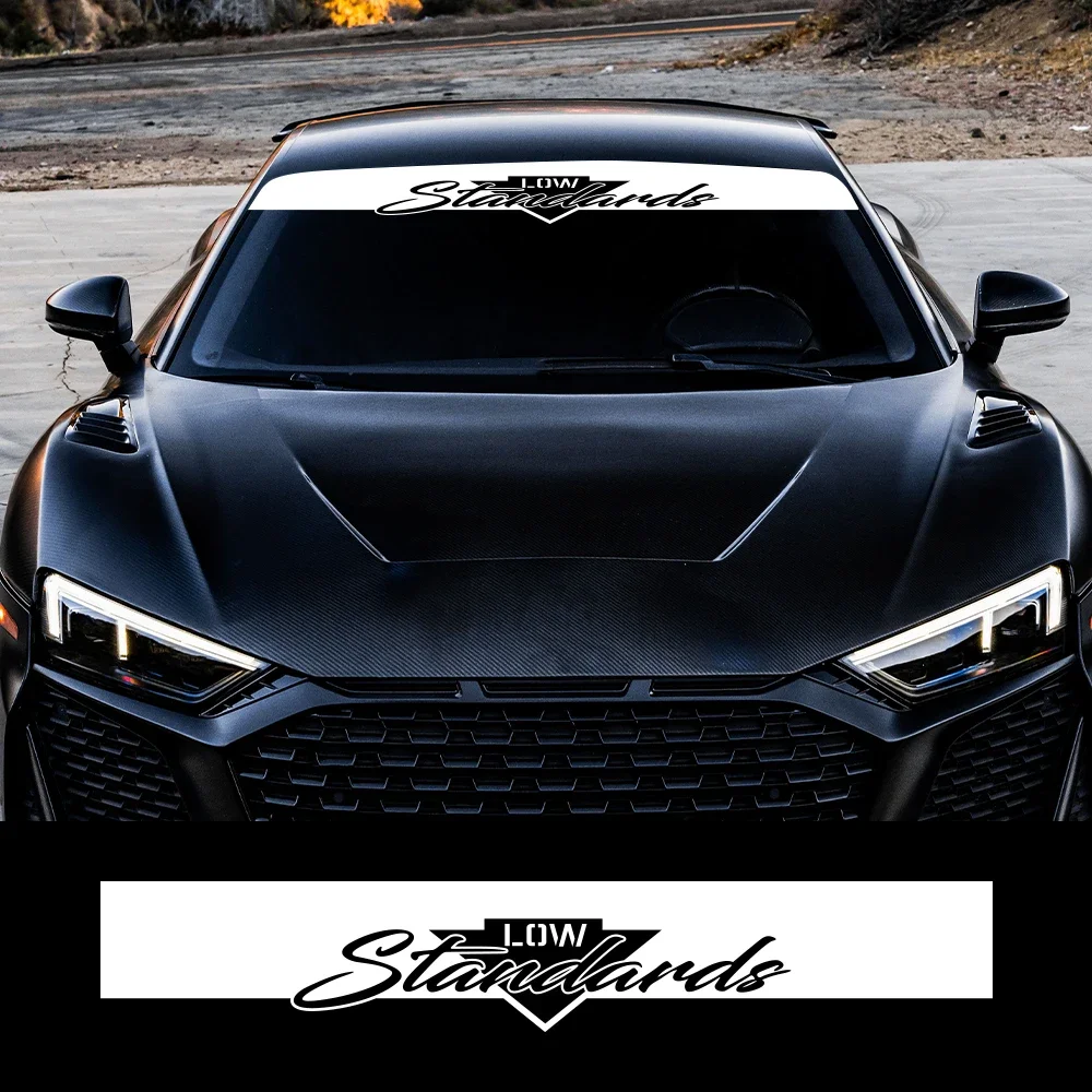 

Наклейки на лобовое стекло автомобиля, низкие стандарты, слоган, виниловая наклейка, персонализированная авто, лобовое стекло, креативный стиль, украшения, аксессуары