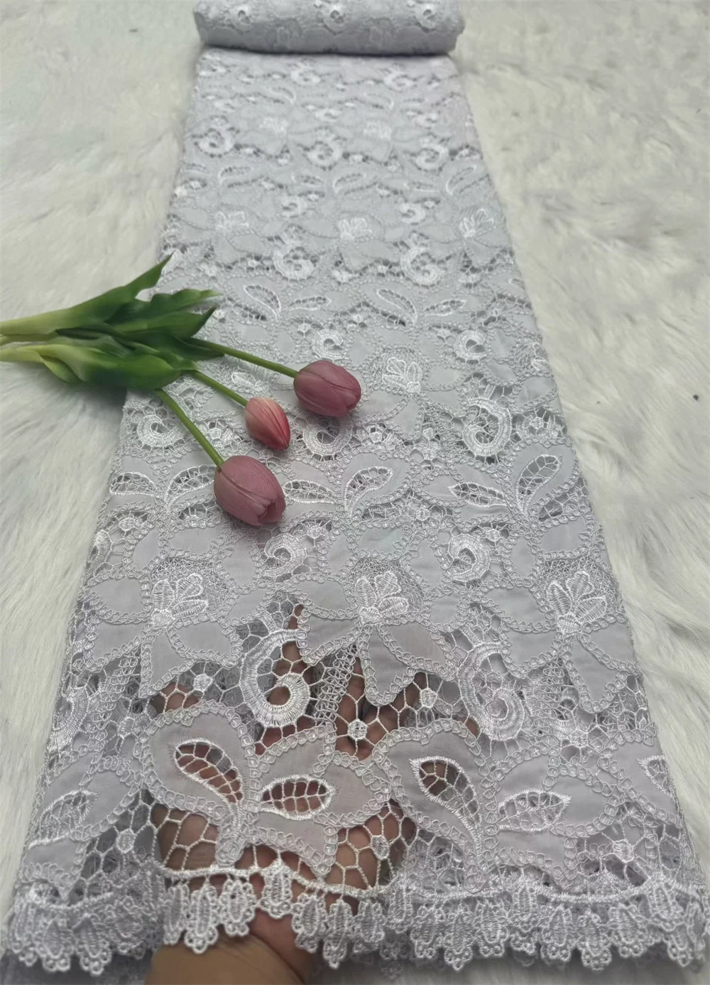 

Nigerian Chiffon Cord Lace Fabric African Embroidery Fabric 2025 High Quality For Elegant Women Party Sewing Women Asoebi H94-1