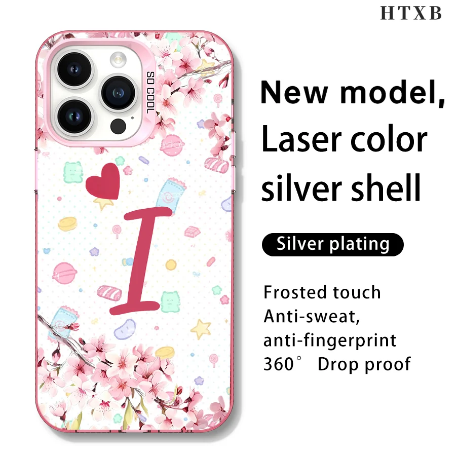 Teléfono Cherry Blossom Letter I para iPhone 17 a 11 Pro Max Plus