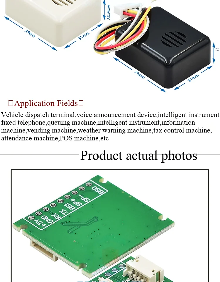 TTS Chinesische Text-zu-Sprache, mit Lautsprecher, UART-gesteuerte Wiedergabe für Roboter-Ankündigungen – Detail 3