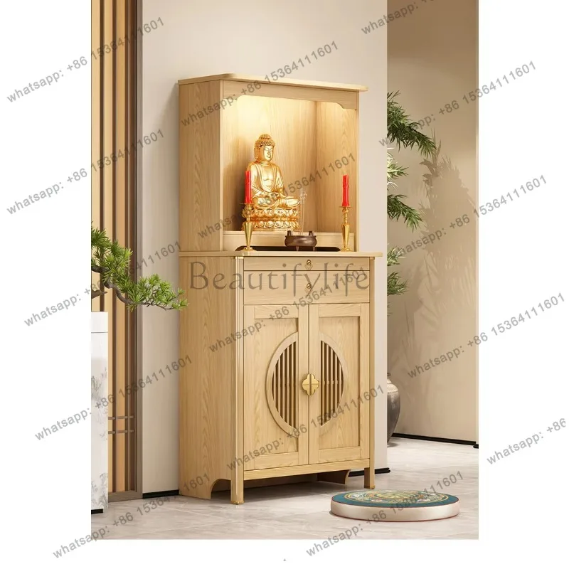 YJ Modern Small Buddhist Altar Cabinet with Storage, Luxury Home Shrine Stand for Buddha Statue Incense Burner