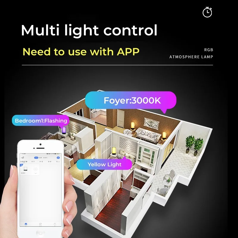 Luz Nocturna inteligente RGBW con Bluetooth, lámpara de escritorio pequeña, colorida y regulable, música sinfónica de neón, luz ambiental LED,