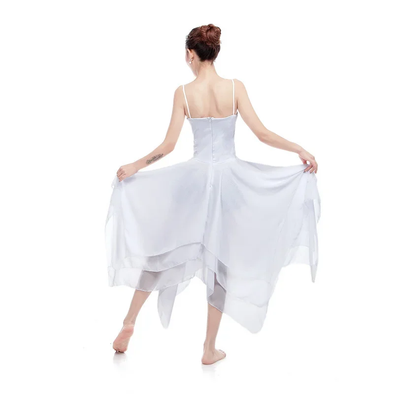 Robe de danse à bretelles blanches pour hommes et femmes, robe de ballet, élégante, moderne, performance de danse