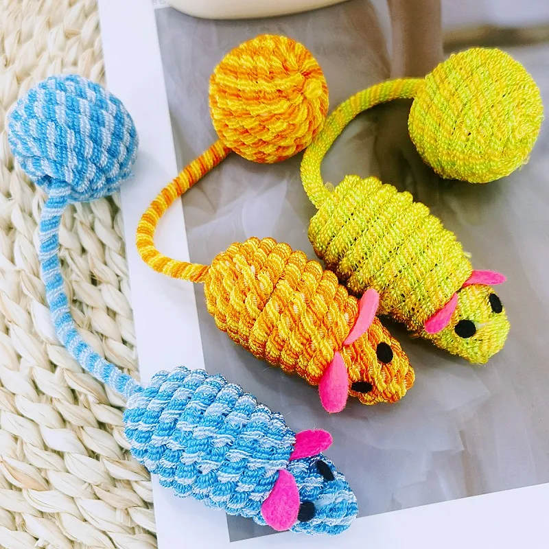 

Cat Toy Mouse Cat Toys Interactive Ropes Ball Toys for Cats Teasing Souding Mouse Cats Toy with Bell Colorful Ropes Pet Supplies