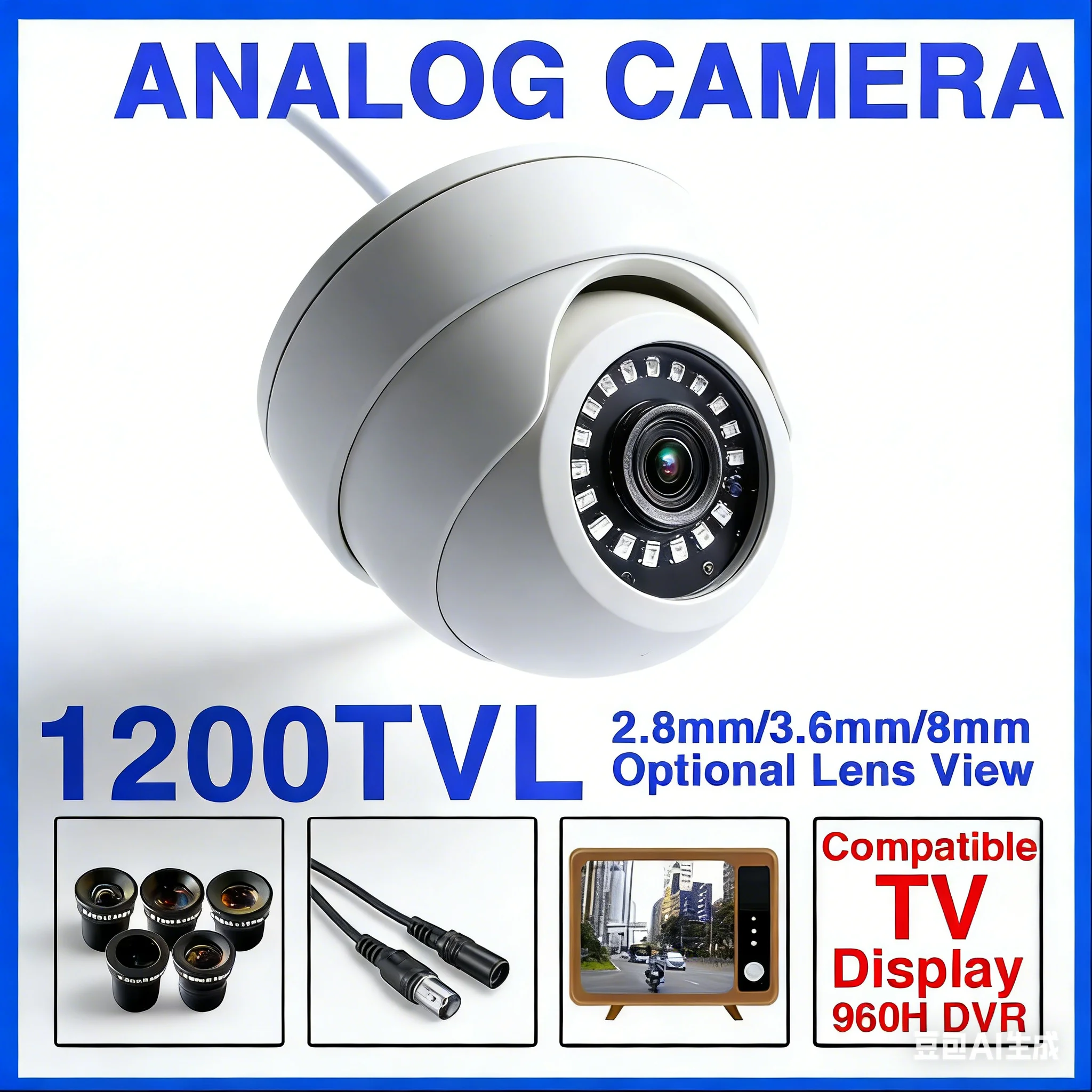 

Мини-купольная камера видеонаблюдения HD 1200TVL, аналоговая камера CVBS, совместимая с ИК-подсветкой, ночное видение, домашнее охранное наблюдение с надежным B