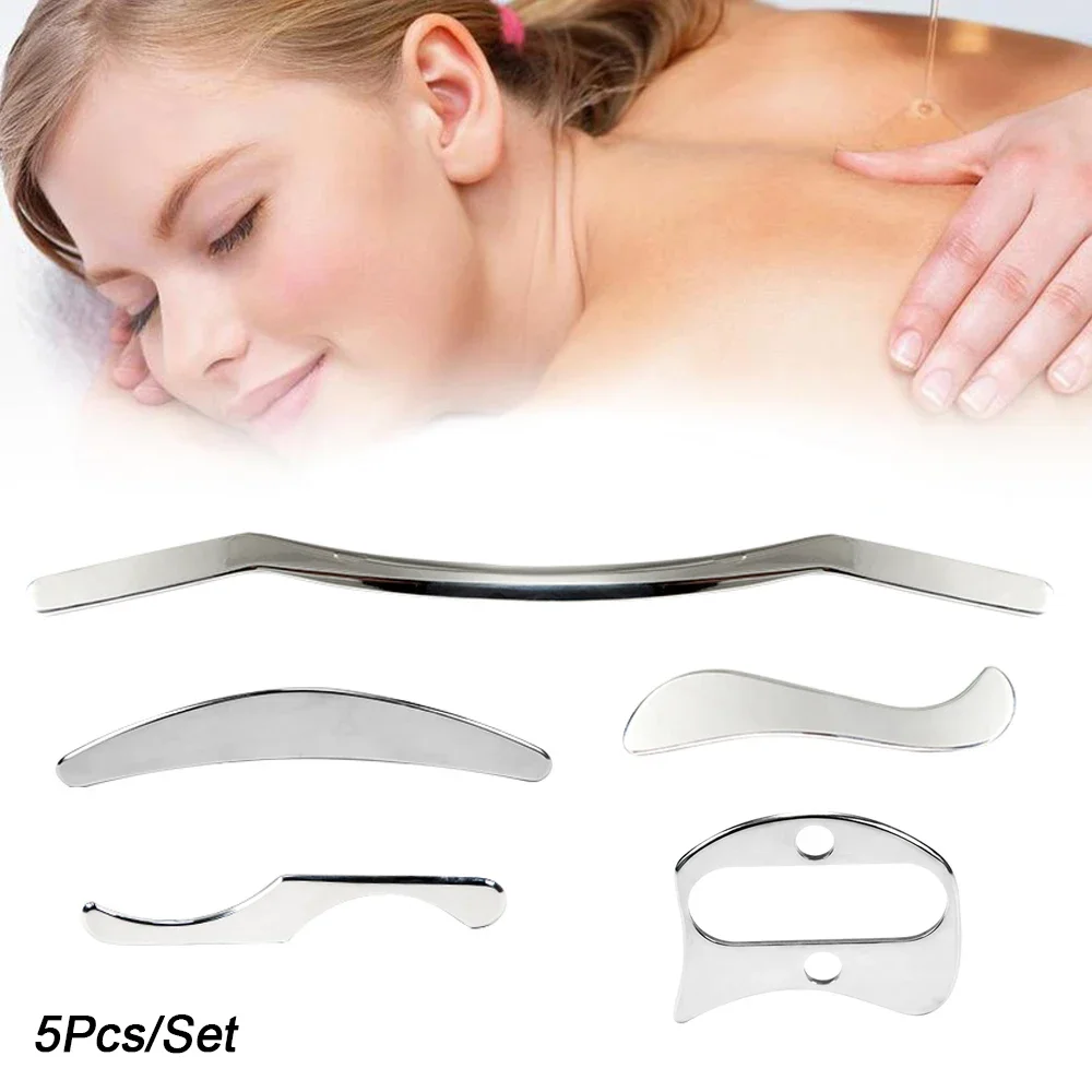 

5Pcs Stainless Steel Gua Sha Metal Muscle Scraper Tools Physical Therapy Scraping Massager Great Soft Tissue Mobilization Tools