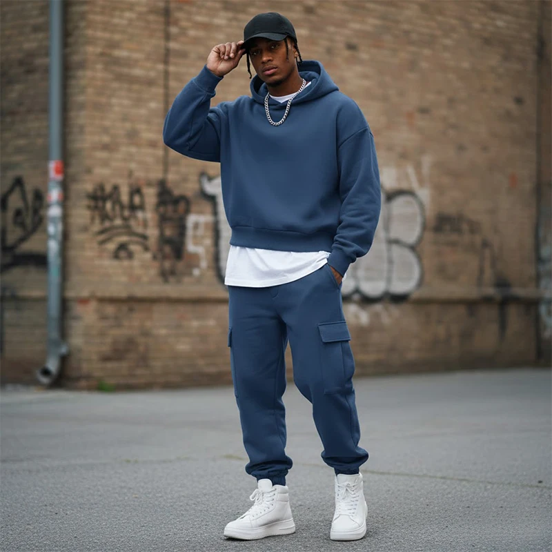 

Модный пуловер Y2K, мужские повседневные спортивные штаны с карманами в стиле рок, зимняя толстовка с капюшоном в стиле ретро, Harajuku, винтажная уличная однотонная толстовка