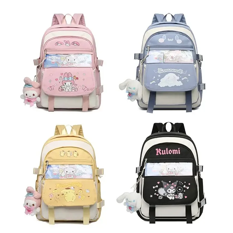 New Sanrio Cartoon Kuromi Cinnamoroll My Melody Student Backpack Sanrio Large Capacity School Bag Cute Girls