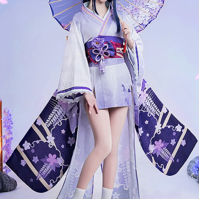 Game Raiden Makoto Cosplay Genshin Impact cos Raiden Baal Sisters Sexy Female Loose Kimono Outfit H