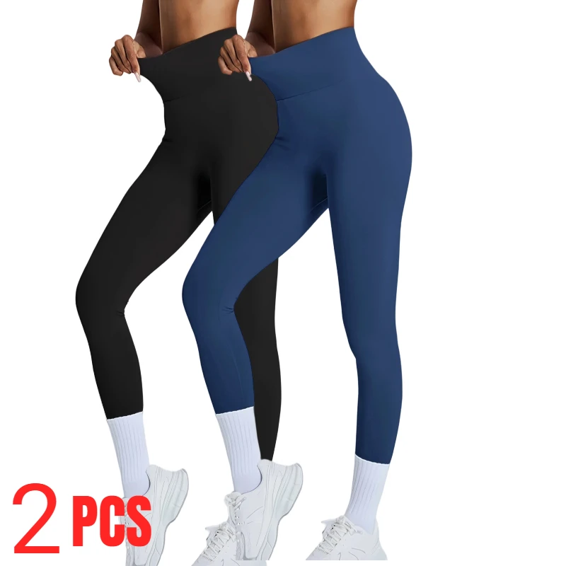 

2 Pack Women's High Waisted Seamless Leggings - Butt Lifting & Tummy Control Yoga Pants, Non-See Through Workout Leggings With S