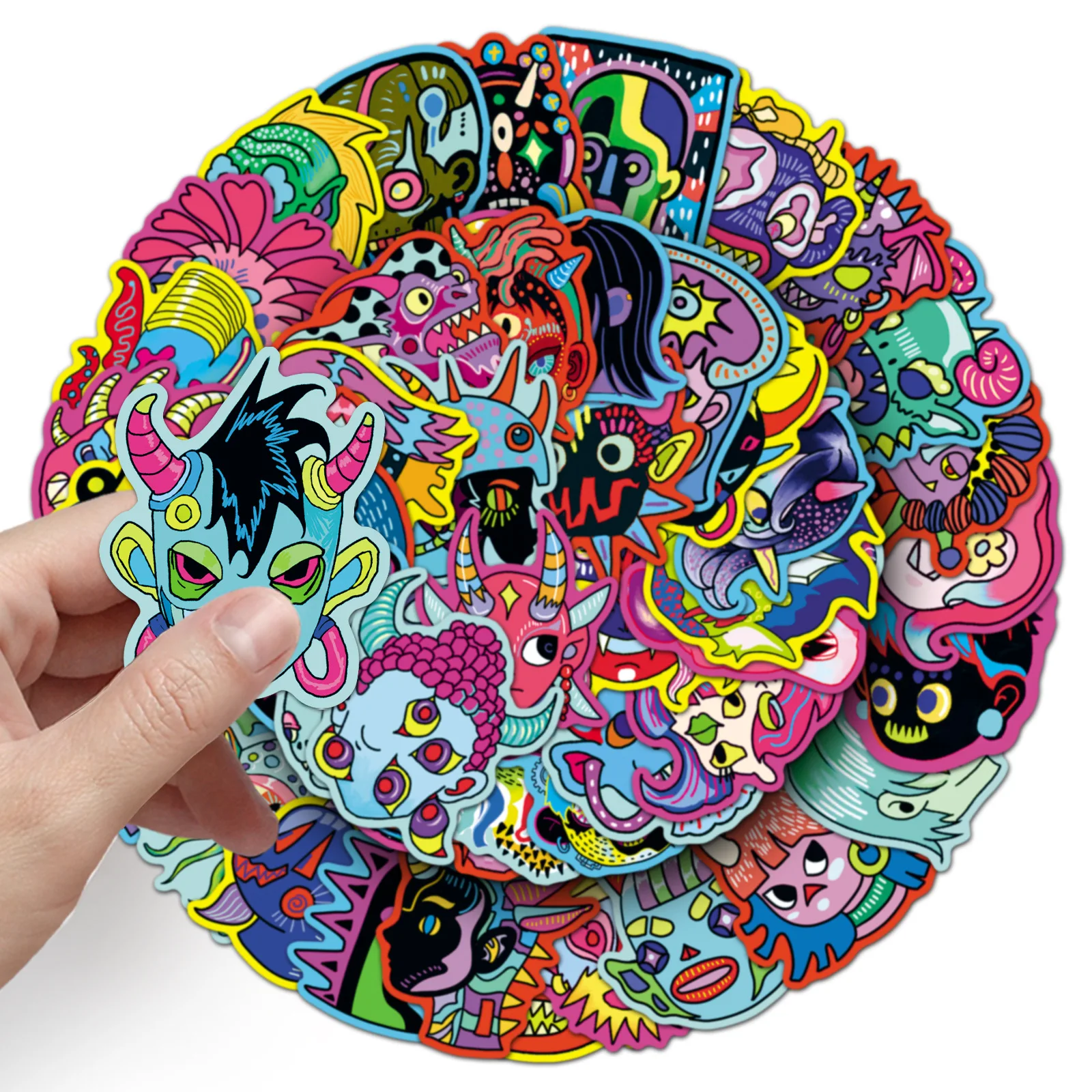 50 PCS Painted Abstract Weird Face Stickers Horror Portrait Waterproof Decorate Suitcase Scrapbook Helmet Skate Window Decals