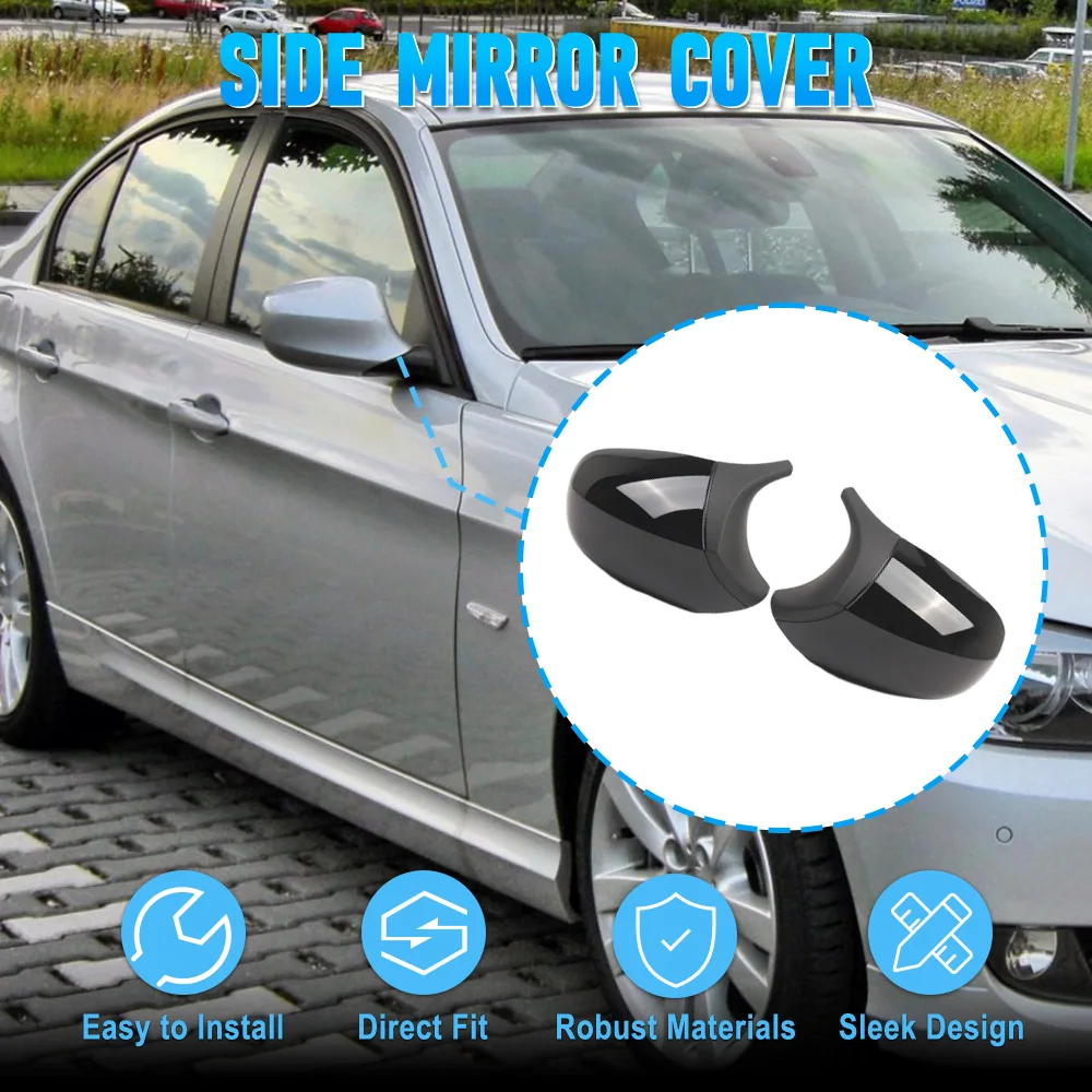 

2PCS Car Side Door Wing Rearview Mirror Cover Caps For BMW E90 E91 E92 E93 LCI facelifted 2009–2013 51167205291, 51167205292