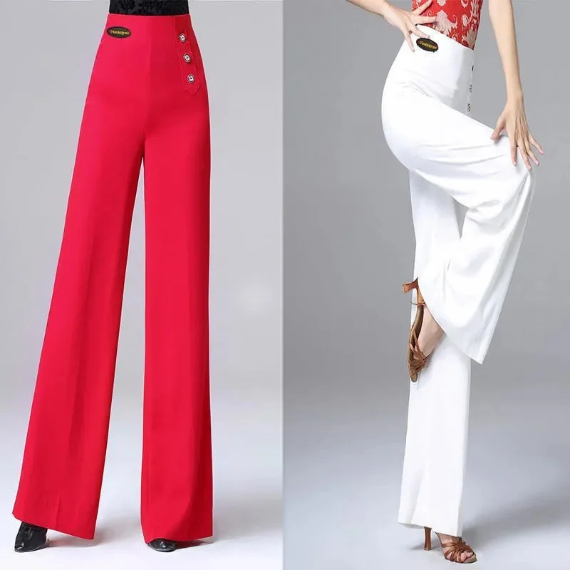 Women's Pants Modem Dance Pants Women's High Waist Latin Dance Pants Ballroom Dancing Wide-leg Pants Dancing Wide-leg Pants